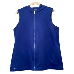 RALPH LAUREN BLUE ZIP HOODED VEST SIZE L
